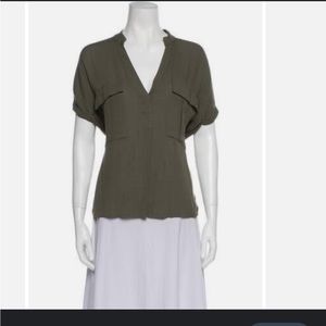 Anthropologie Maeve Olive Green Gauze Pocket Tee